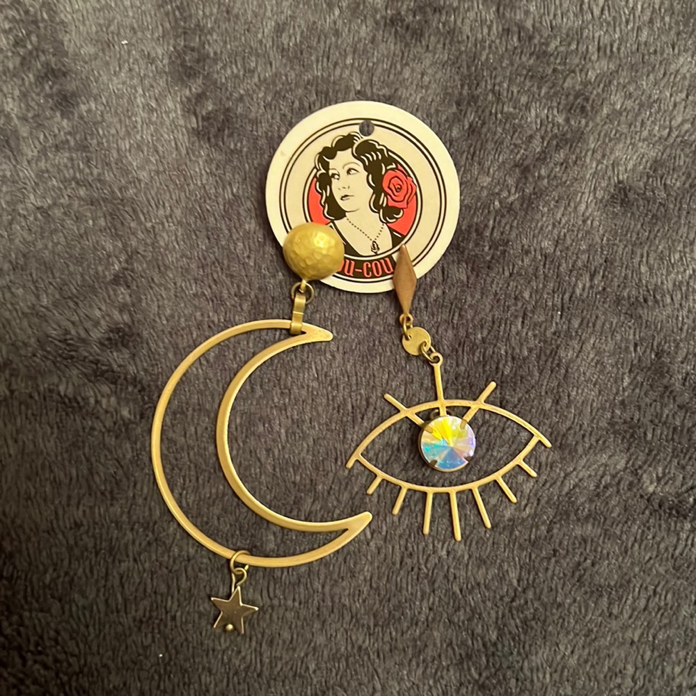 Mismatched Eye and Moon Earrings